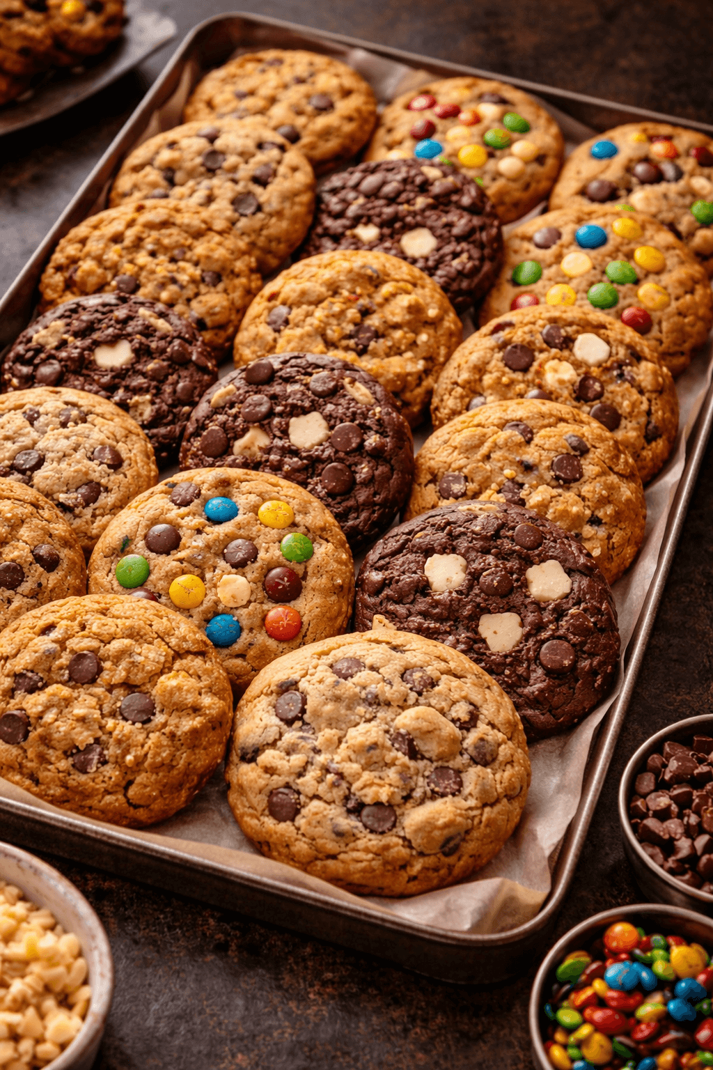 Cookies moelleux disposés sur un stand gourmand